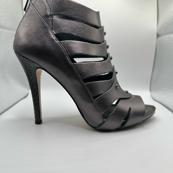 WHBM Leather Caged Peep Toe Heel, Gunmetal - Picture 3 of 11